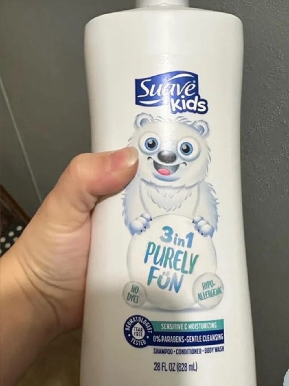 Suave Kids 3-in-1 Purely Fun Shampoo Conditioner Body Wash - White